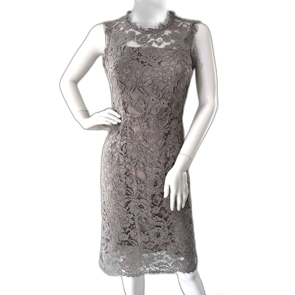 Valentino Taupe Lace Midi Dress
